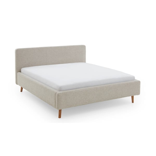 Béžová čalouněná dvoulůžková postel s úložným prostorem a roštem 180x200 cm Mattis – Meise Möbel
