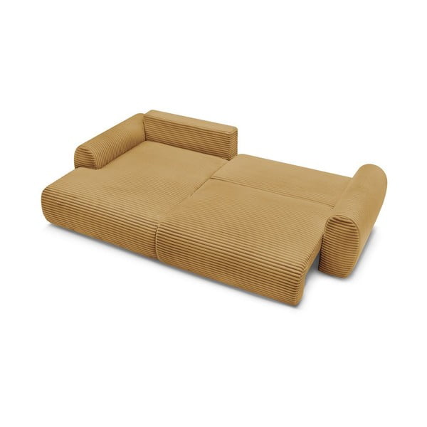 Manšestrová rozkládací rohová pohovka v hořčicové barvě (levý roh) Lucien – Bobochic Paris-image-4