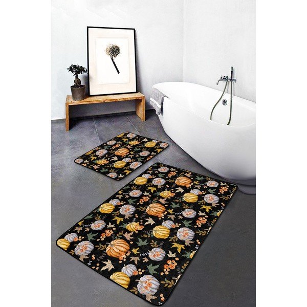Černo-oranžové koupelnové předložky v sadě 2 ks 60x100 cm – Mila Home-image-3