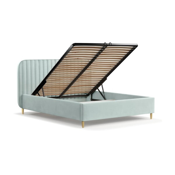 Čalouněná dvoulůžková postel v mentolové barvě s úložným prostorem s roštem 180x200 cm Noto – Maison de Rêve-image-3