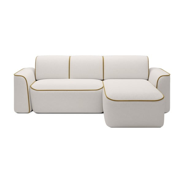 Žlutá/krémová rohová pohovka z textilie bouclé (pravý roh/s lenoškou) Ume – ELTAP