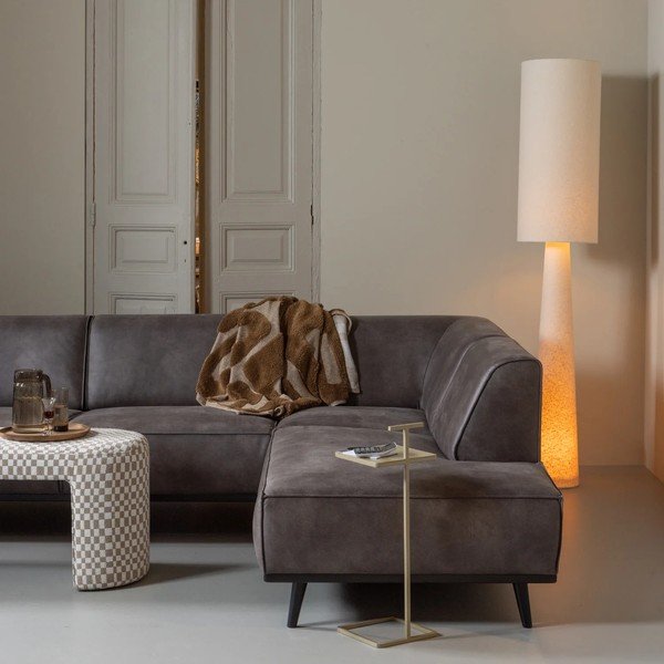 Béžová stojací lampa s textilním stínidlem (výška 187 cm) Loft – WOOOD-image-1