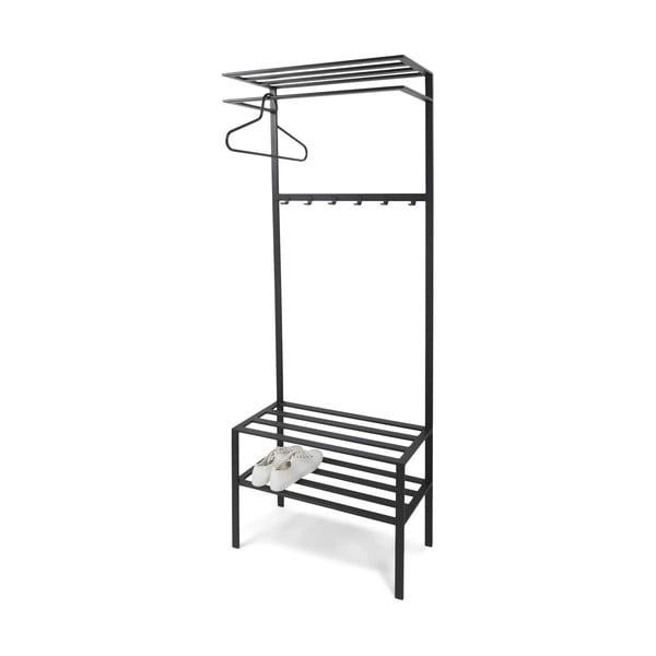 Černá kovová předsíňová sestava 70x178x29 cm Ivar – Spinder Design-image-2