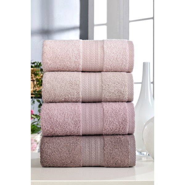 Růžové bavlněné ručníky v sadě 4 ks 50x90 cm – Mila Home
