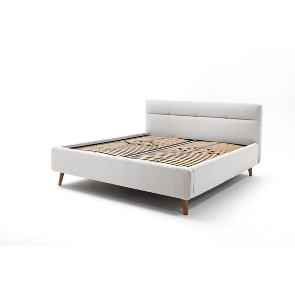 Světle šedá čalouněná dvoulůžková postel s úložným prostorem s roštem 160x200 cm Lotte – Meise Möbel-image-4