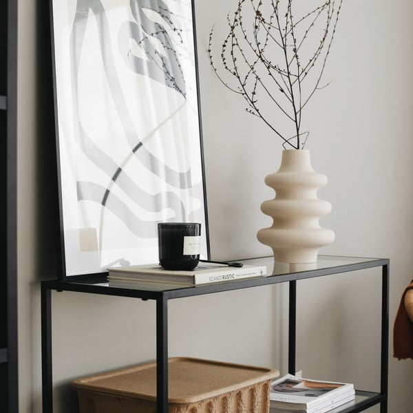 Černý skleněný regál 100x85 cm Camiko – Neostill-image-2