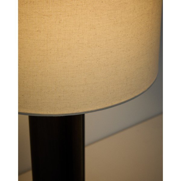 Bílá/tmavě hnědá stolní lampa z kaučukového dřeva s textilním stínidlem (výška 48 cm) Niani – Kave Home-image-3