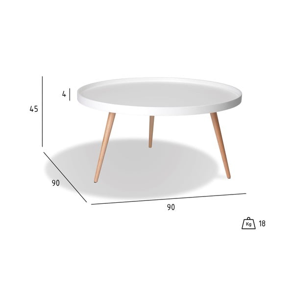 Bílý konferenční stolek s nohami z bukového dřeva Furnhouse Opus, Ø 90 cm-image-4