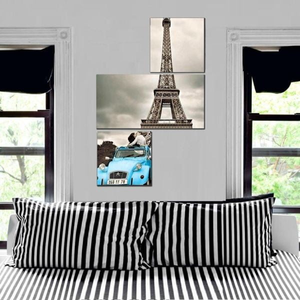 3dílný obraz Asymetric Eiffel, 60x90 cm