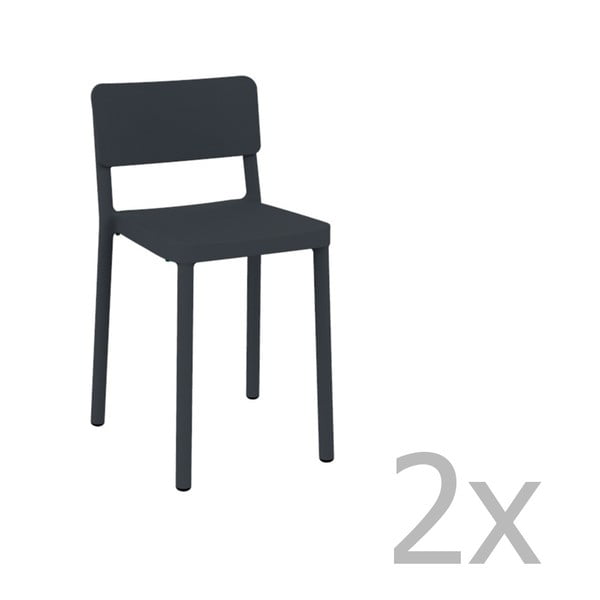 Sada 2 tmavě šedých barových židlí vhodných do exteriéru Resol Lisboa, výška 72,9 cm