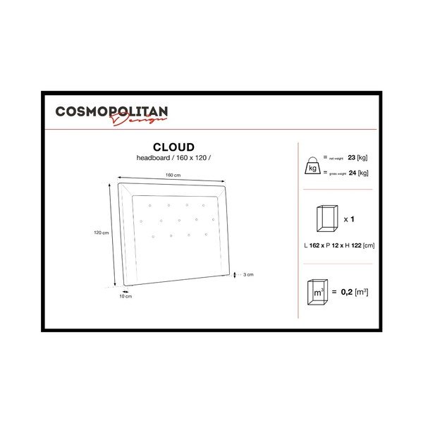 Vínově červené čelo postele Cosmopolitan Design Cloud, šířka 160 cm-image-4
