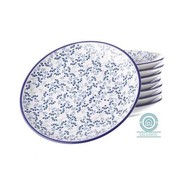 Modro-bílý talíř Unimasa Meadow-image-1
