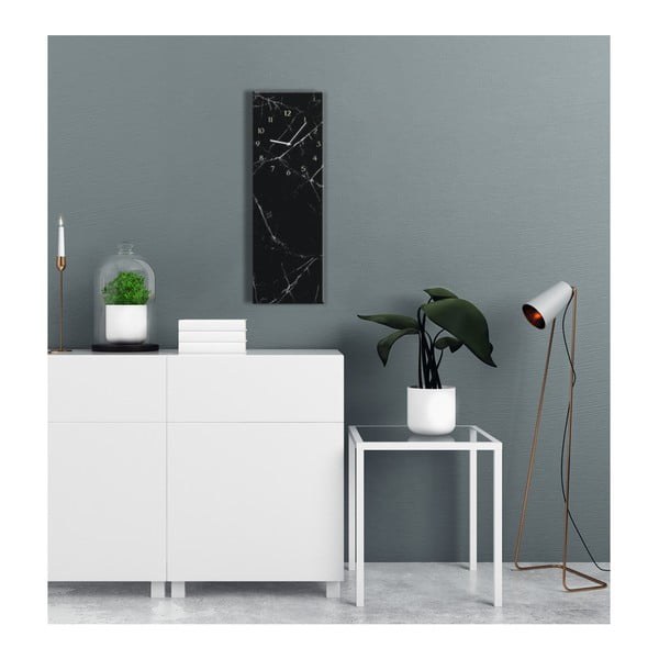 Nástěnné hodiny Styler Glassclock Black Marble, 20 x 60 cm-image-2