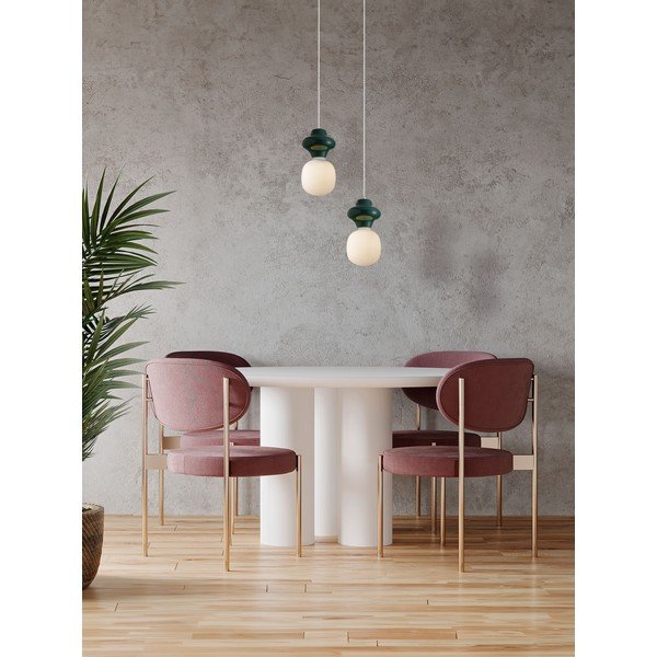 Bílé/v petrolejové barvě keramické závěsné svítidlo se skleněným stínidlem ø 18 cm Clio – Nova Luce-image-4