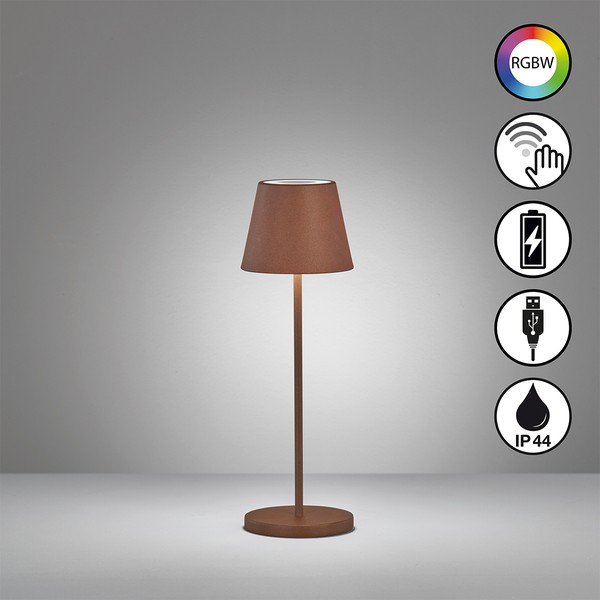 Hnědá LED stolní lampa s kovovým stínidlem (výška 34 cm) Cosenza – Fischer & Honsel-image-2