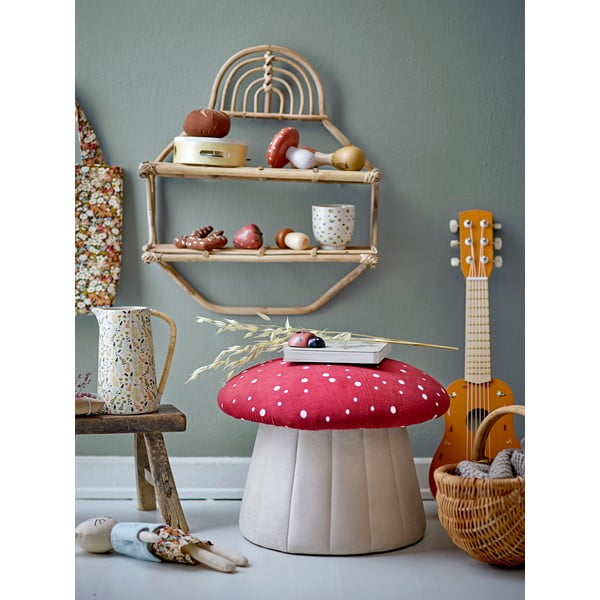 Červeno-bílý sametový dětský puf Lue - Bloomingville Mini-image-3