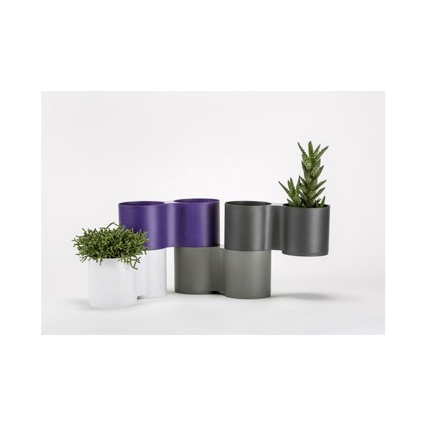 Fialový dvojitý květináč Plastia Modulo-image-1