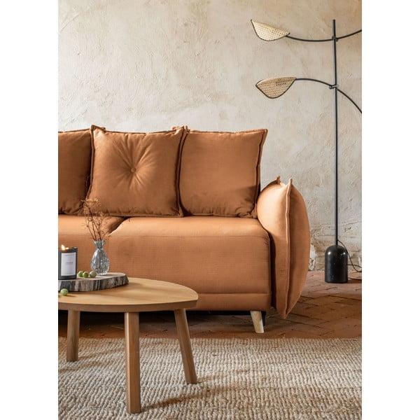 Manšestrová rozkládací rohová pohovka v cihlové barvě (levý roh) Lazy Lukka – Miuform-image-4