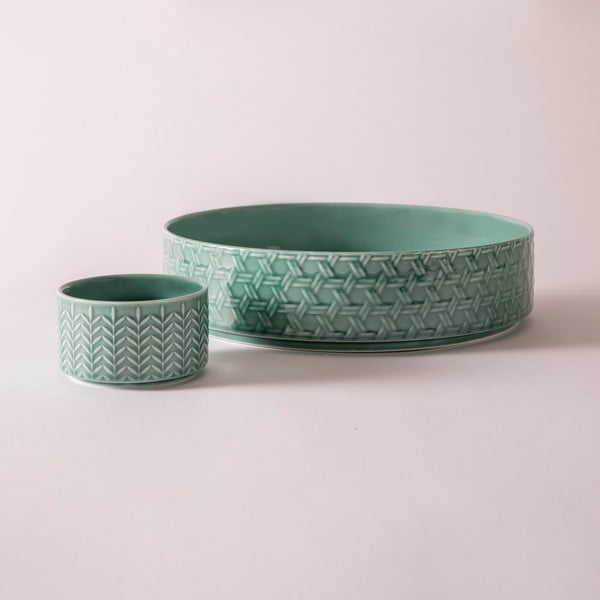 Tyrkysové porcelánové servírovací mísy v sadě 2 ks ø 30 cm Heath Jade – Ladelle-image-2