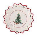 Červeno-krémový servírovací keramický talíř s vánočním motivem ø 20 cm Naive – Bloomingville