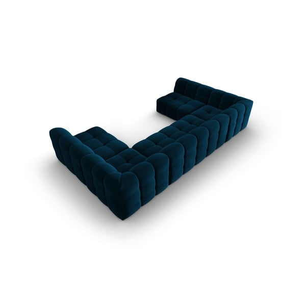 Tmavě modrá sametová rohová pohovka (do "U") Kendal – Micadoni Home-image-4