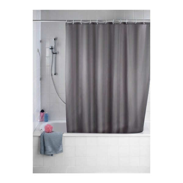 Šedý sprchový závěs s protiplísňovou povrchovou úpravou Wenko, 180 x 200 cm-image-1