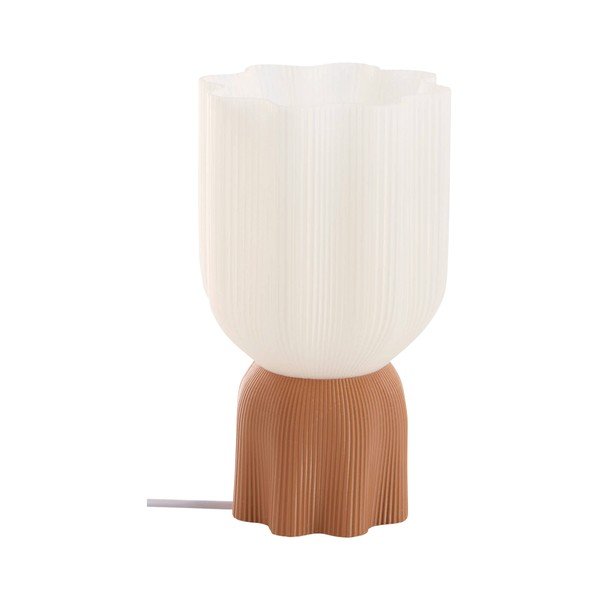 Bílá/hnědá plastová stolní lampa (výška 27 cm) Camier – Jotex