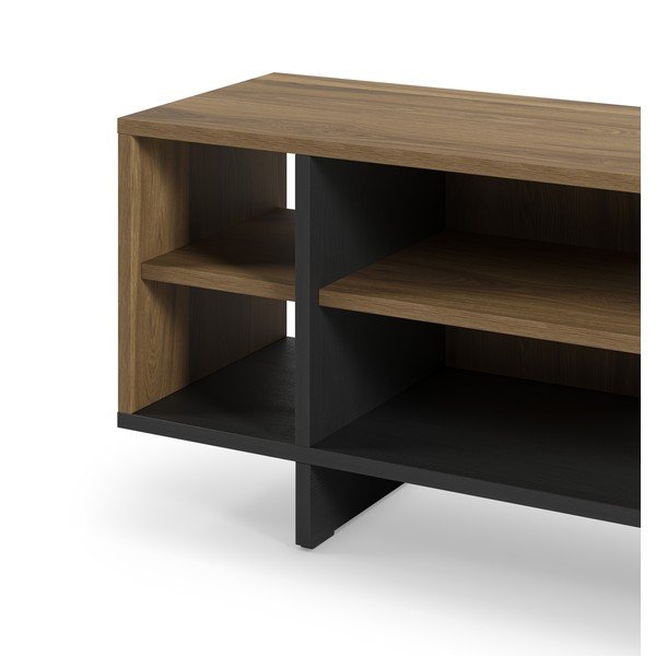 Černý/v přírodní barvě TV stolek v dekoru dubu 160x44x36 cm Cequoia – Marckeric-image-4