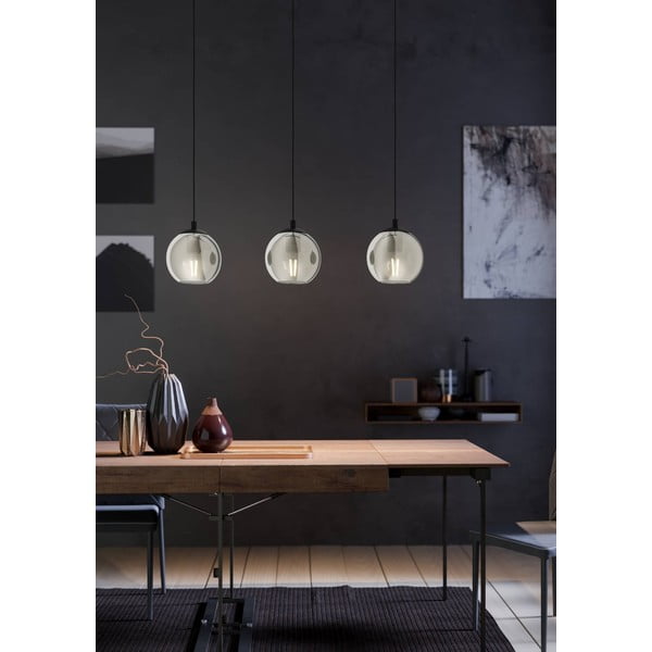 Černé závěsné svítidlo se skleněným stínidlem ARISCANI – EGLO-image-1