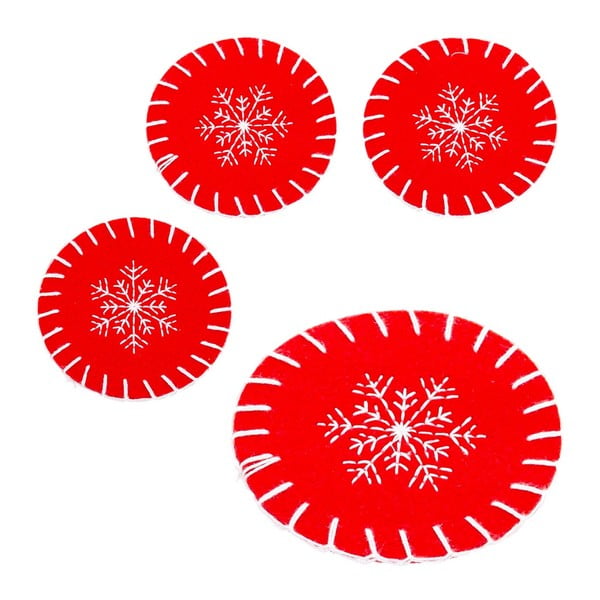 Červené podtácky s vánočním motivem v sadě 4 ks – Casa Selección-image-1