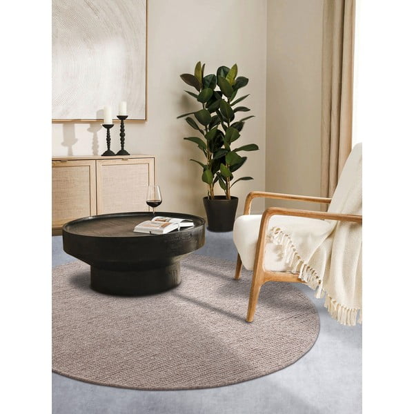 Světle hnědý ručně tkaný vlněný kulatý koberec ø 200 cm Francois – Villeroy&Boch-image-1