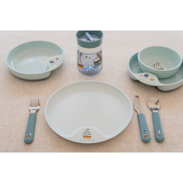 Nerezový dětský příbor ve světle zelené a stříbrné barvě 3 ks Little farm – Mepal-image-4