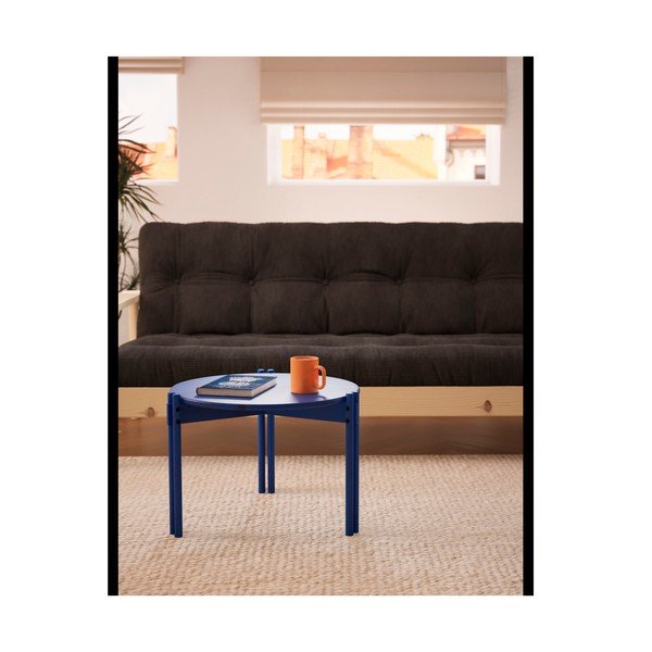 Modrý kulatý konferenční stolek z borovicového dřeva ø 80 cm Sticks – Karup Design-image-4