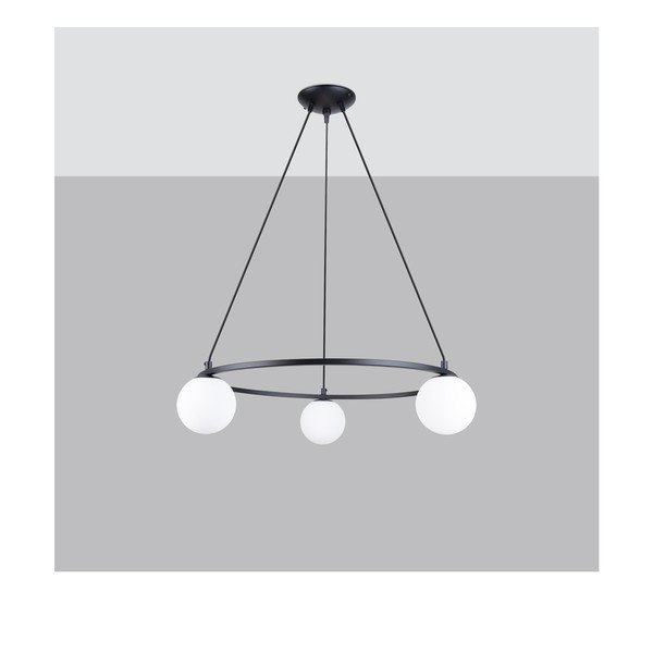 Bílé/černé závěsné svítidlo se skleněným stínidlem Umerta – Sollux-image-3