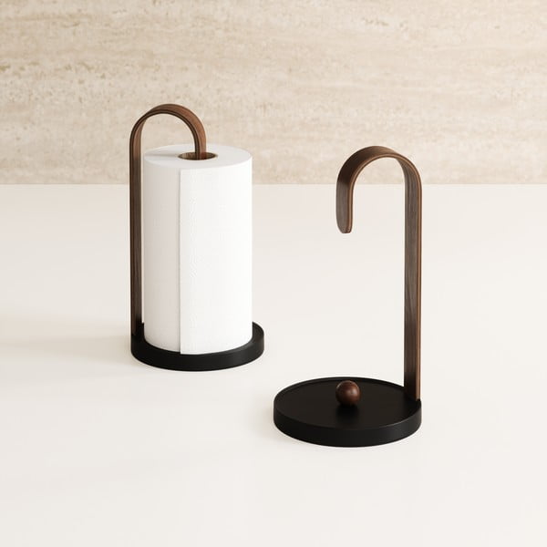 Černý dřevěný stojan na papírové utěrky ø 17 cm Bellwood – Umbra-image-1