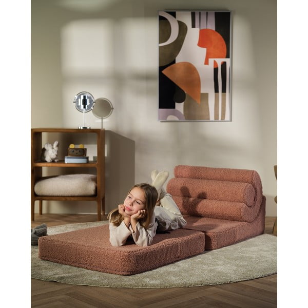 Růžové dětské křesílko z textilie bouclé Flipster – Wigiwama-image-4