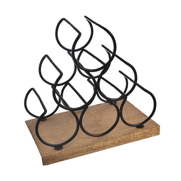 Dřevěný/kovový stojan na víno počet lahví 6 Black – Orion
