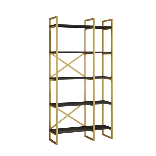 Černý/zlatý regál 87,5x175 cm Monica – Kalune Design