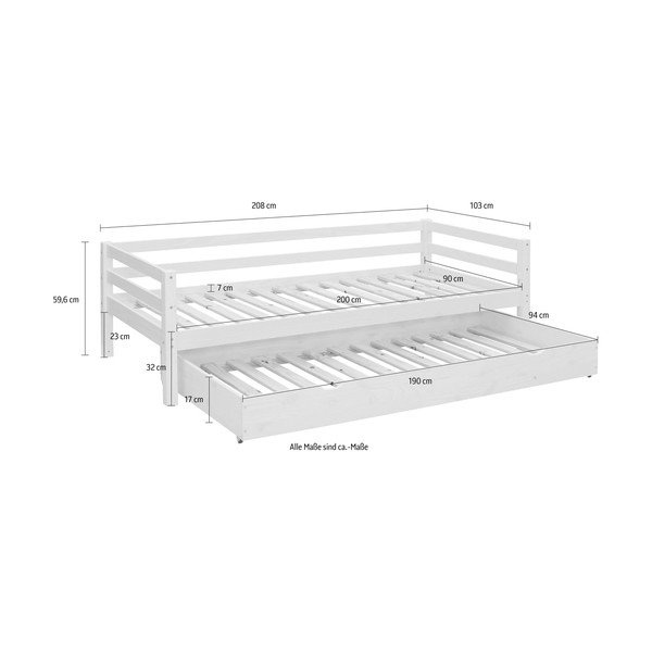 Dětská postel z borovicového dřeva s výsuvným lůžkem v přírodní barvě 90x200 cm Alpi – Støraa-image-3