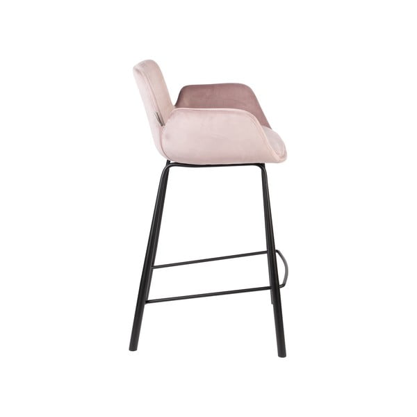 Světle růžové sametové barové židle v sadě 2 ks 91,5 cm Brit – Zuiver-image-3