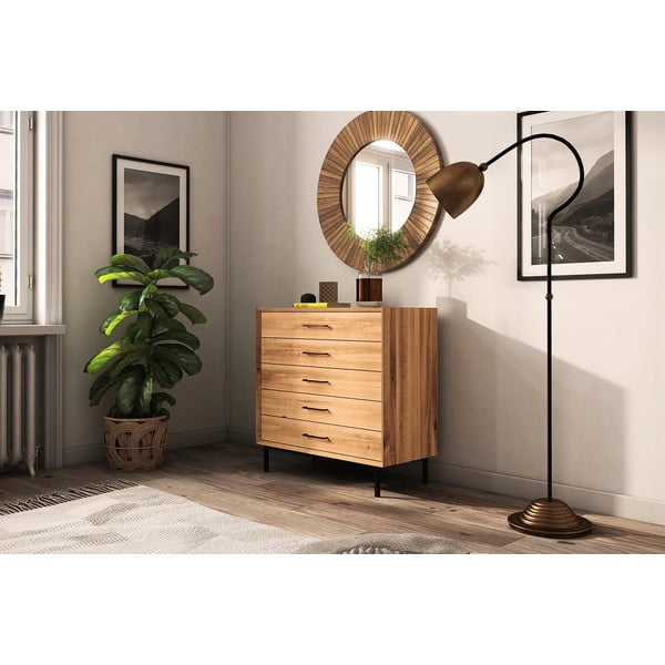 Vysoká komoda z dubového dřeva v přírodní barvě 97x95 cm Abies – The Beds-image-3