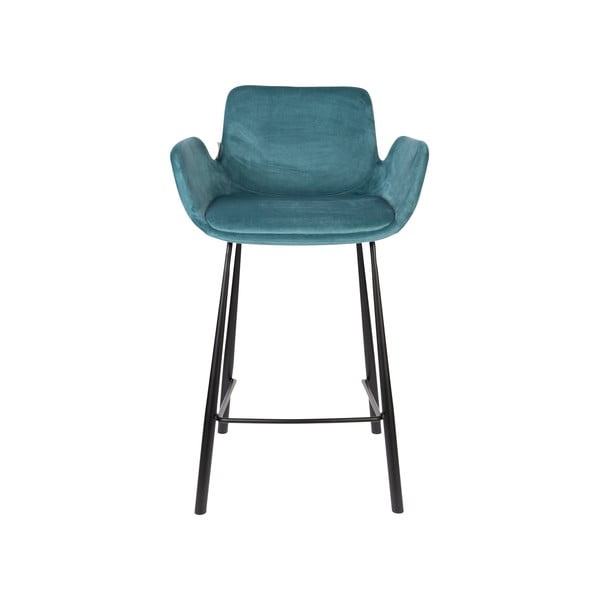 Sametové barové židle v petrolejové barvě v sadě 2 ks 91,5 cm Brit – Zuiver