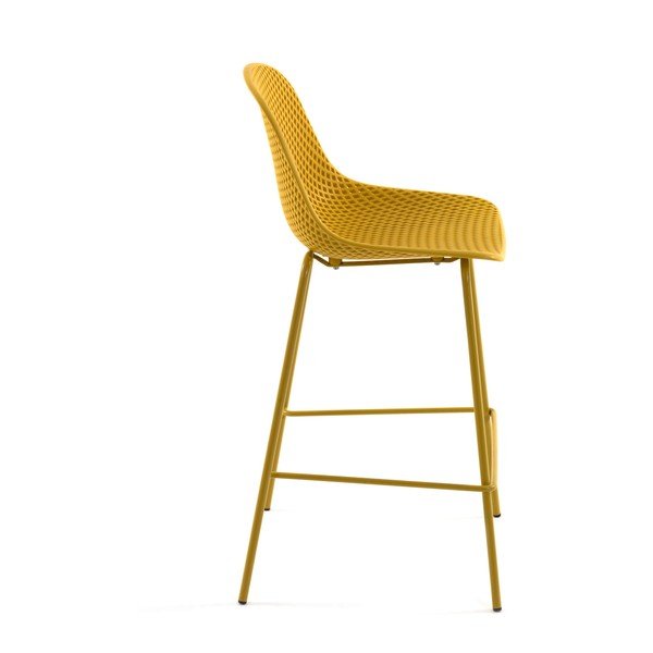 Okrově žlutá kovová/plastová zahradní barová židle Quinby – Kave Home-image-3