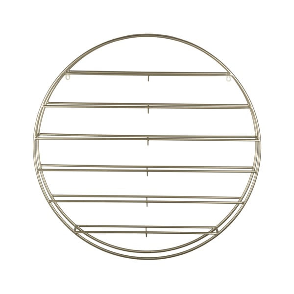 Nástěnný kovový regál na víno ve zlaté barvě počet lahví 12 80x80x9 cm Redondo – PT LIVING