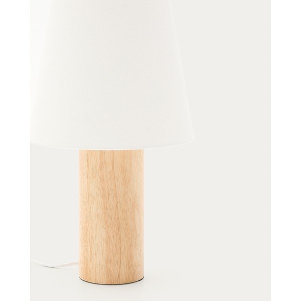 Bílá/v přírodní barvě stolní lampa z kaučukového dřeva s textilním stínidlem (výška 49,5 cm) Marga – Kave Home-image-2