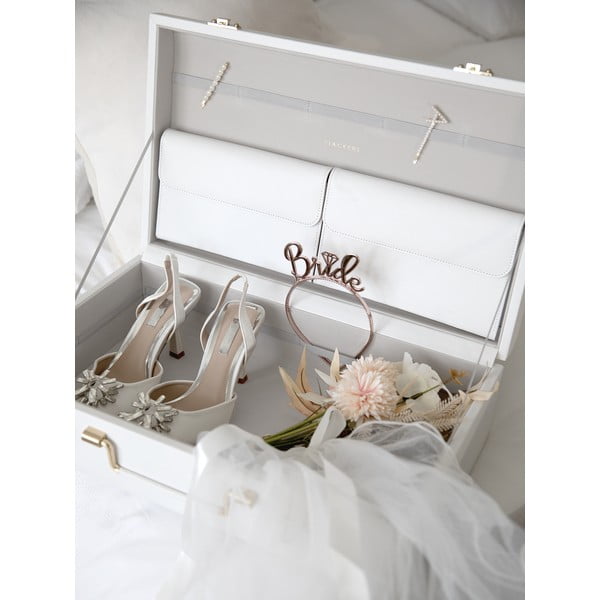 Bílý dekorativní úložný box z umělé kůže 50x30x15 cm – Stackers-image-4