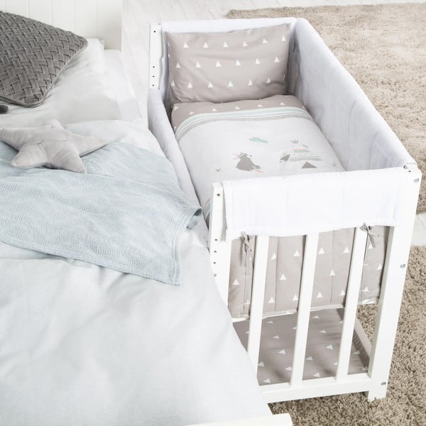 Bílá kolébka s úložným prostorem a nebesy 90x45 cm Indibär – Roba-image-3