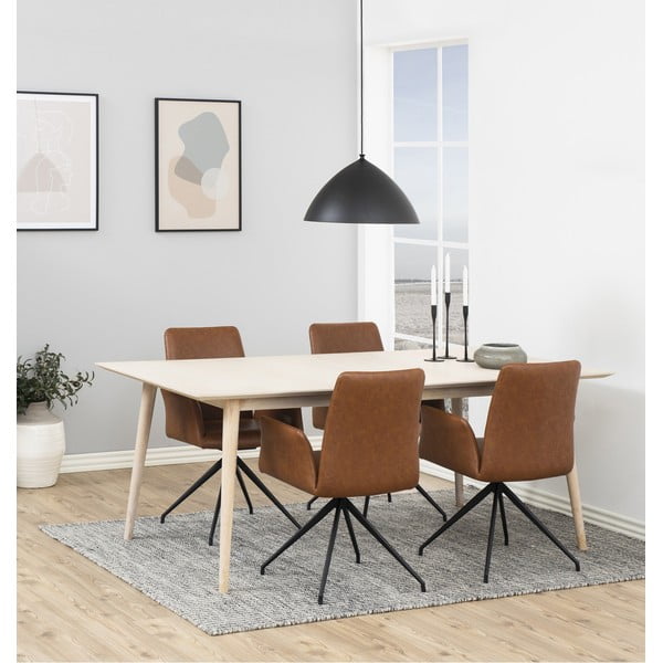 Koňakově hnědé čalouněné jídelní křeslo s područkami Naya – Actona-image-1