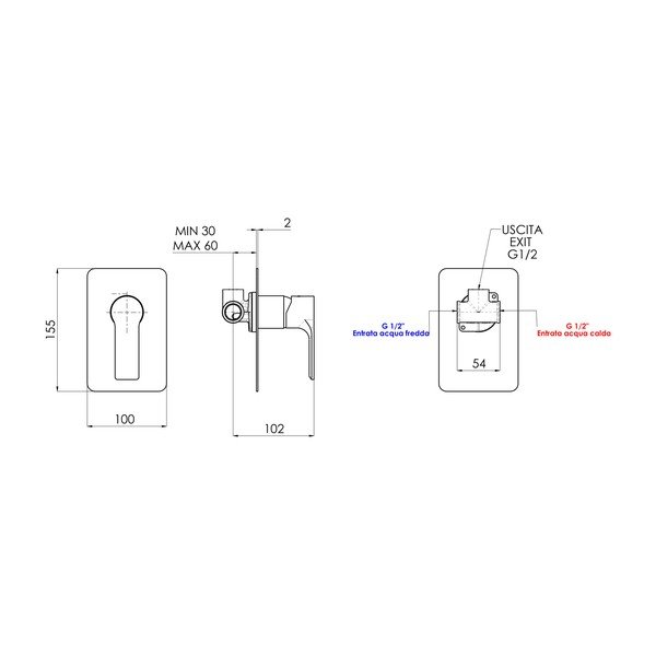 Matně černá podomítková sprchová baterie (1 výstup) Pax – Sapho-image-1