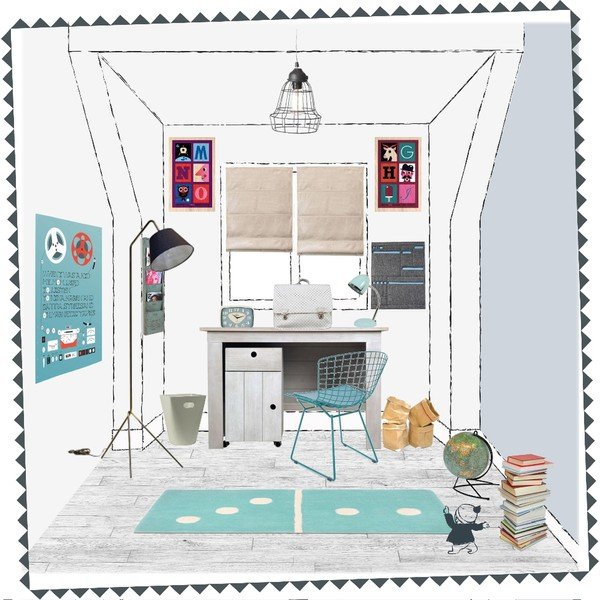 Dětský ručně vyrobený modrý vlněný koberec Nattiot Domino, 60 x 120 cm-image-3